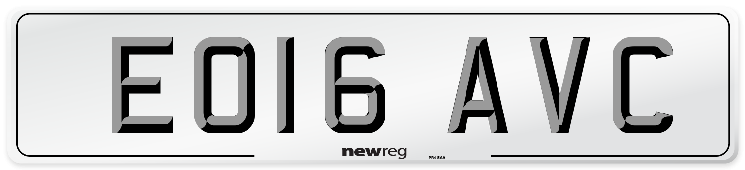 EO16 AVC Number Plate from New Reg